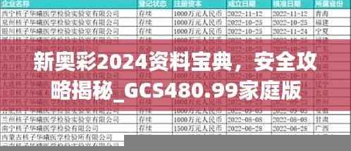 新奥彩2024资料宝典，安全攻略揭秘_GCS480.99家庭版