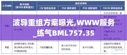波导重组方案曝光,WWW服务_练气BML757.35