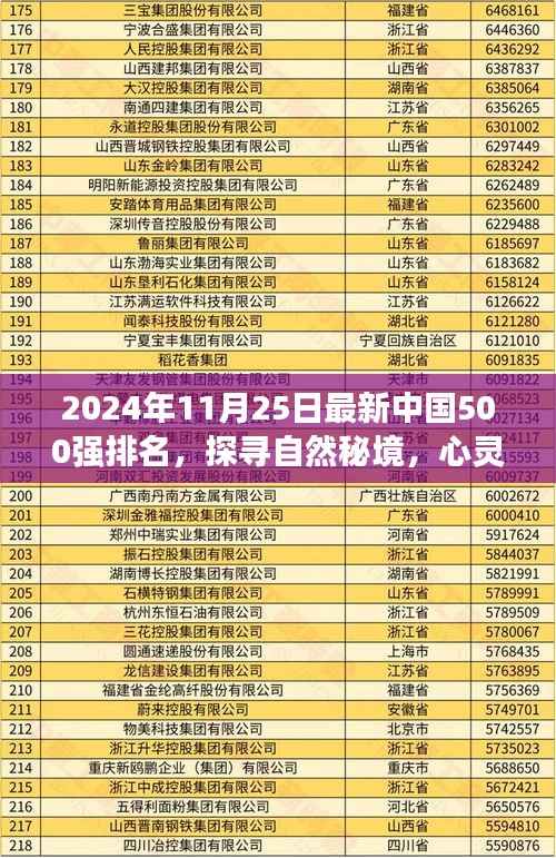 探寻自然秘境的心灵之旅,揭秘中国500强背后的美景召唤,最新排名出炉(2024年)