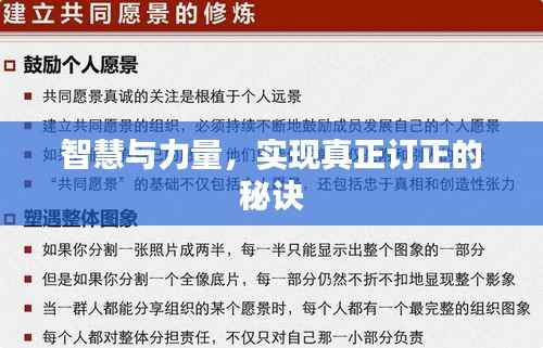 智慧与力量，实现真正订正的秘诀